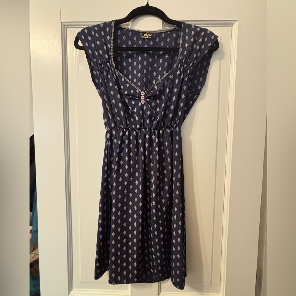 Navy Blue Patterned Dress